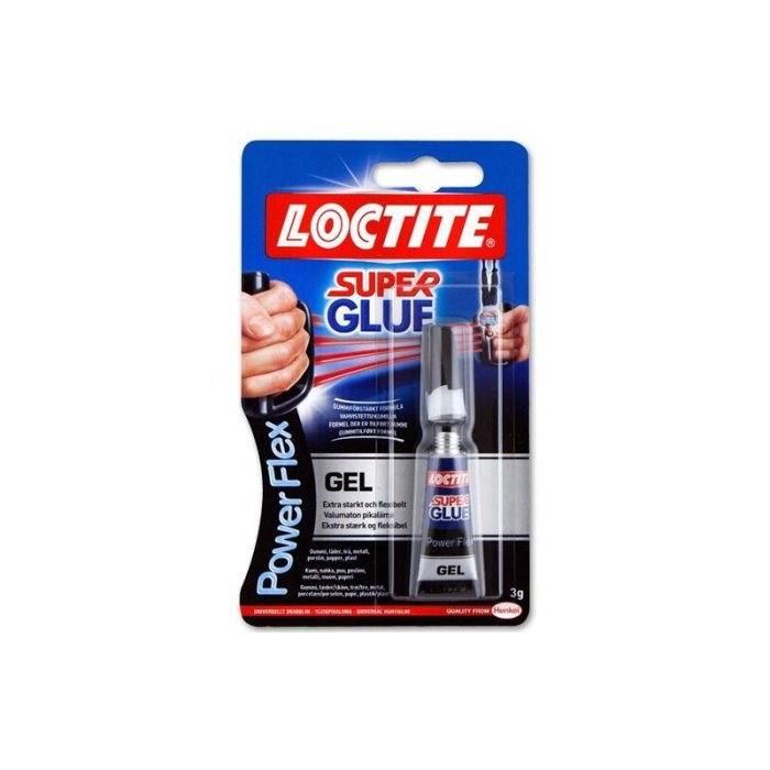 Förpackning av Loctite Power Flex superlim i gel-form.