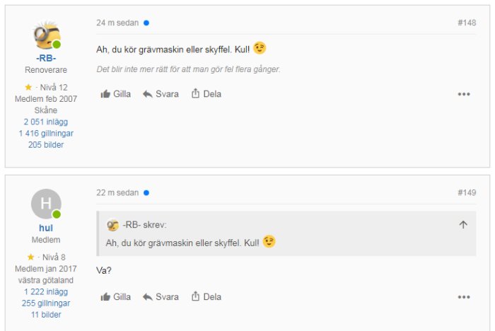 Skärmdump av ett diskussionsforum där medlemmar diskuterar byggprojekt.