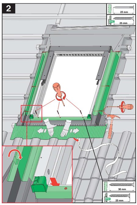 Illustration av montage för intäckningsplåtar på tak med markerade mått och monteringsdetaljer.