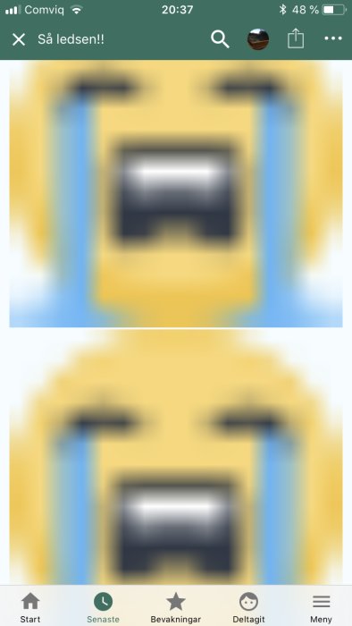 Osammanhängande bild visad på en mobilskärm, svår att urskilja detaljer för diskussion.