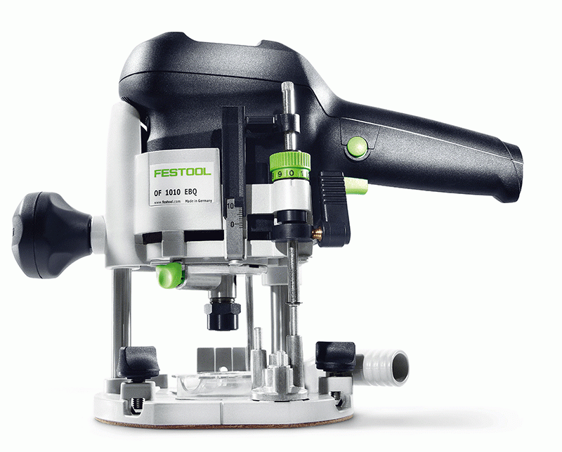 Festool OF 1010 EBQ elhandöverfräs på vit bakgrund, diskussion om verktygstillverkning och licensiering.