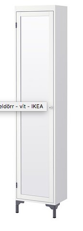 Vit högskåp möbel för badrum med dörr och ben.