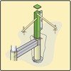 Illustration av ett vertikalt pelarbaserat stödsystem för byggkonstruktioner.