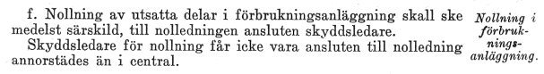 Gammalt dokument med text om skyddsåtgärder för nollning i förbrukningsanläggningar från 1939.