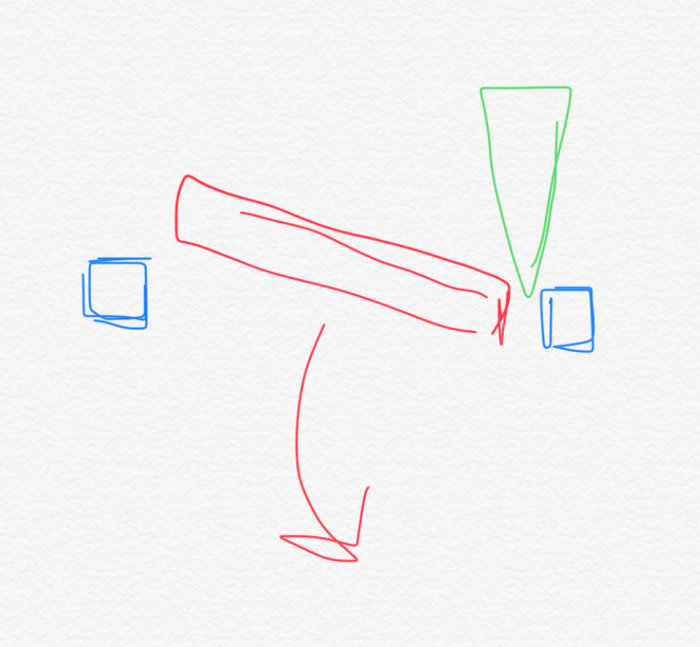 Illustration av dörrkarmjustering med kilar och hammare.