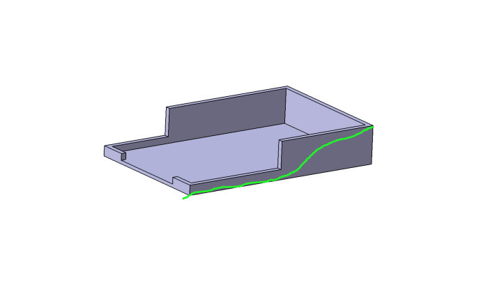 3D-skiss av en attefallsgaragegrund med markerad nivåskillnad på slänt.