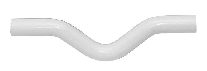 Vit "U"-formad rör av Faluplast, tillgänglig i storlekar 32 mm och 40 mm.