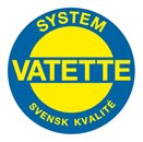 Logotyp för SYSTEM VATETTE med texten "SVENSK KVALITE" i blått och gult.