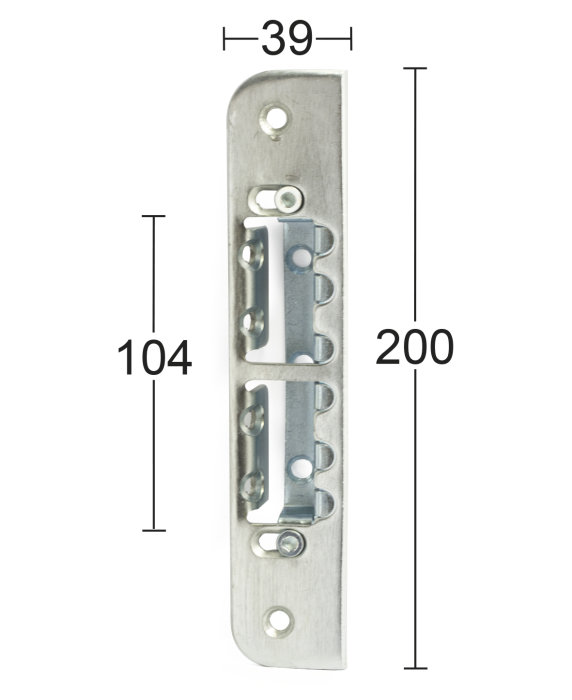 Slutbleck med måttmarkeringar 39mm bred och 200mm hög, liknande Habo 65950, för byggdiskussion.