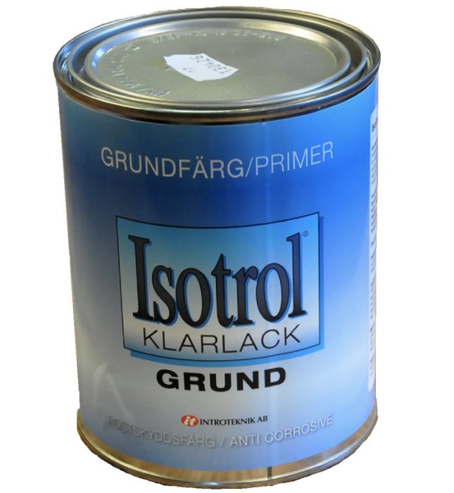 Burk Isotrol Klarlack grundfärg för rostskydd på metallytor.