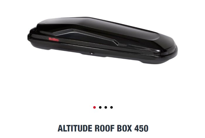 Svart Thule Excellence XT takbox modell ALTITUDE ROOF BOX 450 på vit bakgrund.