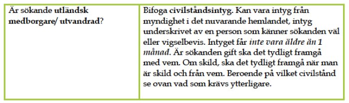 Skärmbild av instruktioner om att bifoga civilståndsintyg när man registrerar fastighetsköp, med detaljer om vad intyget bör innehålla.