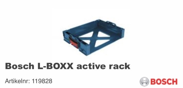 Bosch L-BOXX active rack för förvaring av verktygstillbehör.