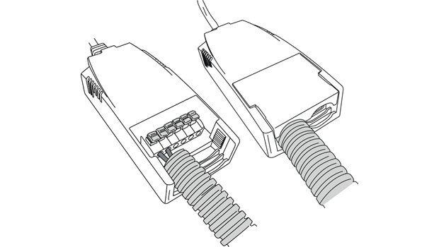 Illustration av Hidealite Comfort Quick drivdon och dess anslutningar.