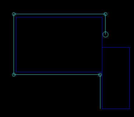 Diagram över husets dränerings- och dagvattensystem, med blå och gula linjer och cirklar för brunnar.