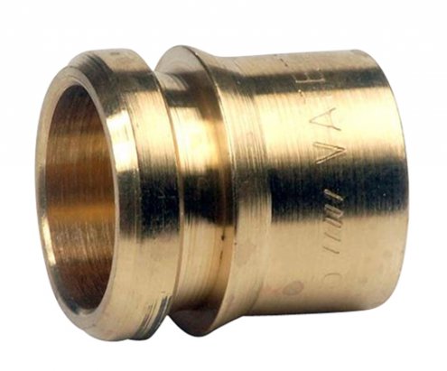 Mässingsfärgad Vatette förminskningsmutter med markerade mått på 12 mm.