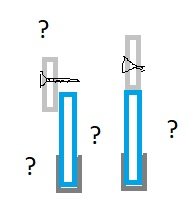 Skiss av stänkskyddsinstallation med aluminiumprofiler och frågetecken som markerar osäkerhet om montering.