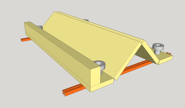 3D-modellerad illustration av ett pelarborrbord med anhåll och stoppklackar.