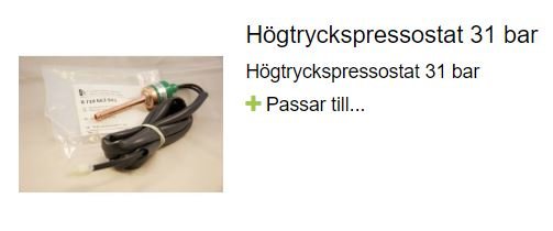 Hötryckspresostat med en kabel och kopplingsdetalj, paketering i bakgrunden.