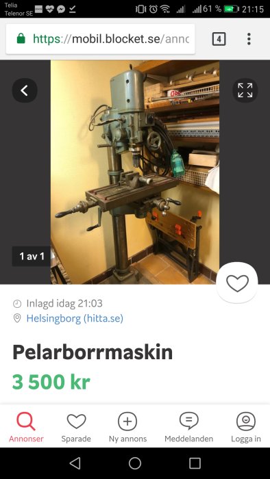 Pilarborrmaskin liknande en Arboga EM825 med annorlunda underrede till salu.