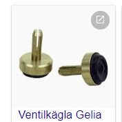 Ventilkäglor från Gelia för kranar, en med gummipackning och en utan.