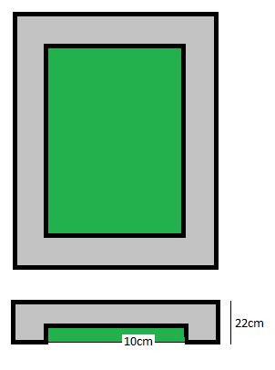 Schematisk illustration av grundläggning med måttangivelser, inklusive isolering och armeringsjärn.