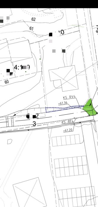 Kartutdrag som visar planerad utvidgning av gång- och cykelväg, markerad med blått.