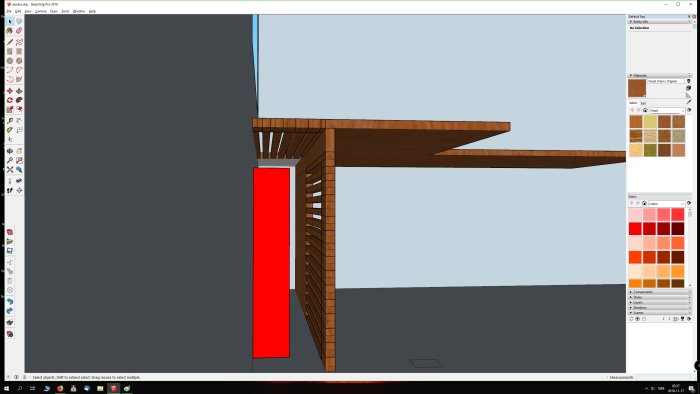 3D-modell av kontorsbord byggt över ett element, med ventilationsslitsar för luftcirkulation.
