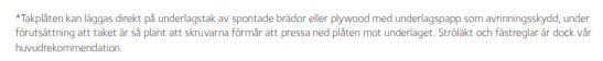 Textinstruktion om takläggning från ArcelorMittal för plåttak med fokus på läkt och bärläkt användning.