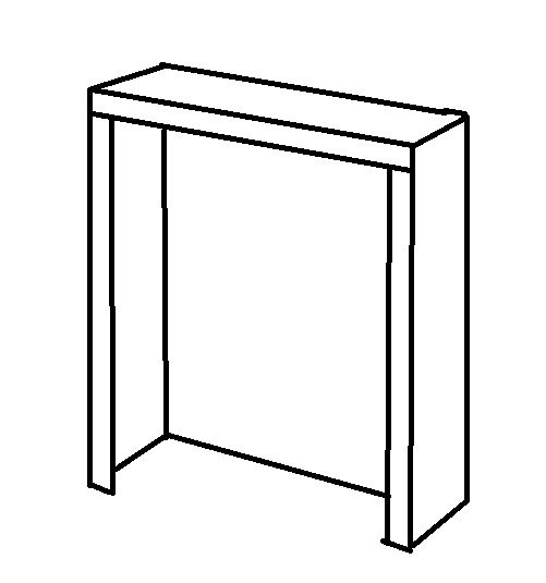 Bakifrån illustration av en vitlackerad aluminiumkåpa för väggmontering med upphängningsdetaljer.