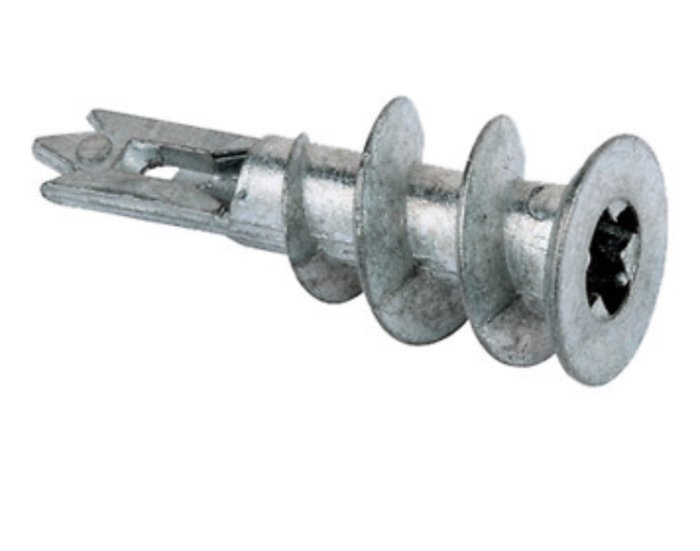 Metallgipsskruv med fläns och spets, avsedd för förborrat 6 mm hål.