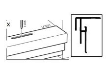 Schematisk illustration av en stålprofil monterad på en träregel med måttangivelser.