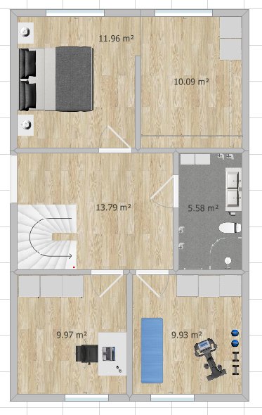 Ritning av en planskiss med mått som visar en lägenhets layout, inklusive en stor walk in closet.