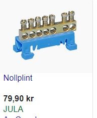 Nollplint med flera anslutningsskruvar för elinstallation, prisangivelse från JULA.