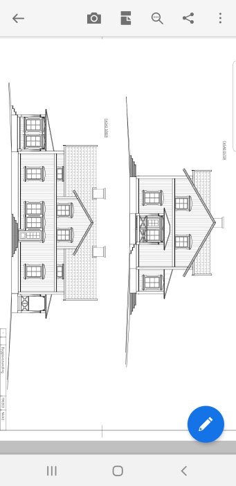 Arkitektonisk ritning av en planlösning för ett hus med markerade rum och måttangivelser.