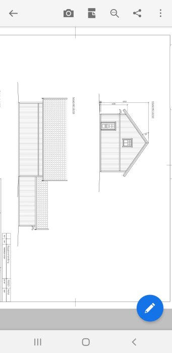 Arkitektonisk skiss med planlösning för hus inklusive måttangivelser.