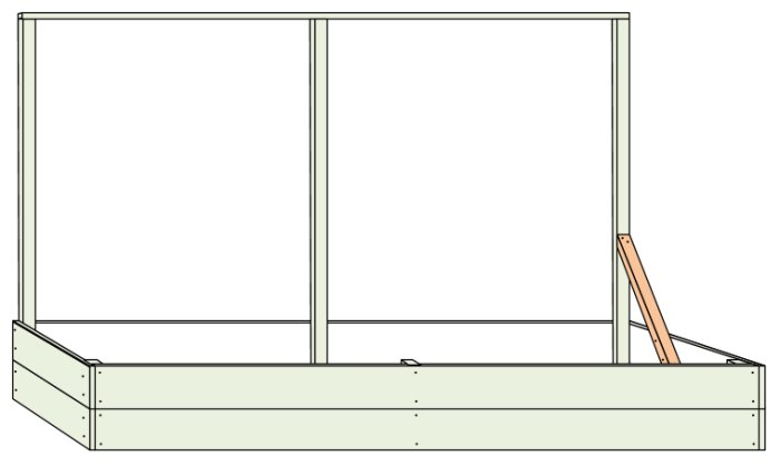 Träram för projekt med en orangemarkerad stödregel diagonalt placerad som förstärkning.