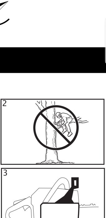 Illustration av en ikon med förbudsskylt runt en person som sågar i en gren de sitter på.