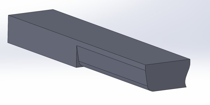 3D-rendering av fräst träplanka med specifik profilkant i en snickeriprojektdiskussion.