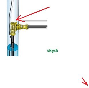 Illustration av en koppling i ett foderrör med invändig gänga markerad med en pil, samt lyftrör utan T-handtag.