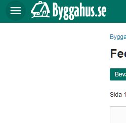 Webbsida med öppen vänstermeny som visar menyikonen och logo för ByggaHus.se.