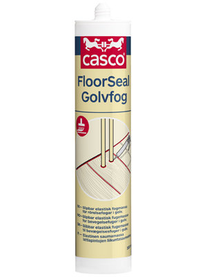 Tub med Casco FloorSeal golvfog, träfärgat lim för byggprojekt.