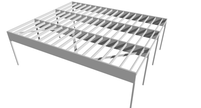 Illustration av bjälklag med diagonaler som stabiliserar konstruktionen.