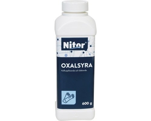 Flaska med Nitor oxalsyra, används för kalkborttagning och blekning, 600g.