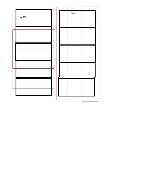 Två schematiska diagram över tak med markeringar för skarvar; ett visar tvärskarvar och det andra längsskarvar.