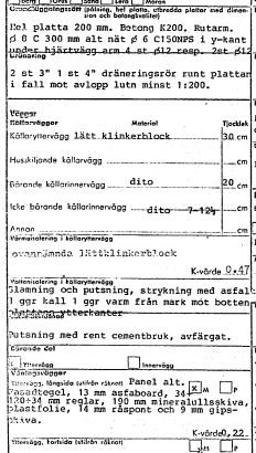 Fragment av byggbeskrivning med tekniska detaljer och materialspecifikationer för ett Götenehus byggt 1979.