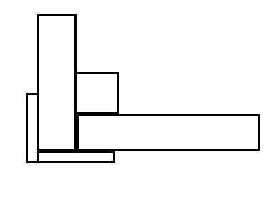 Schematisk illustration av ett förenklat hörnkonstruktion för timring med regel och lockbräda.