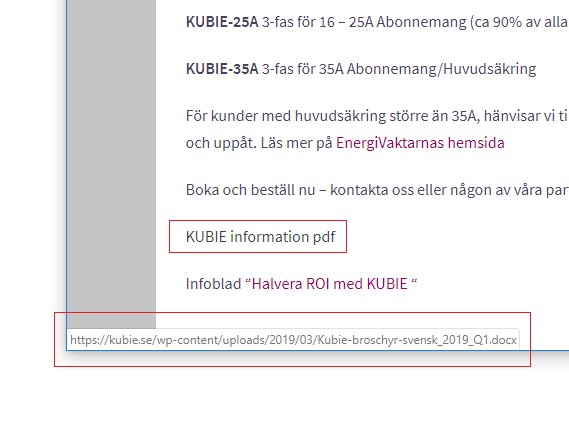 Skärmdump av en webbsida med text som anger en PDF-länk och en faktisk docx-länk markerad i rött.