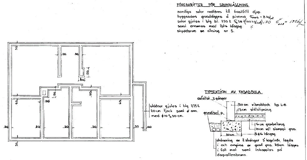 Svartvit arkitektritning av en byggnadsplan med inringade väggar mellan tvättstuga och torkrum.