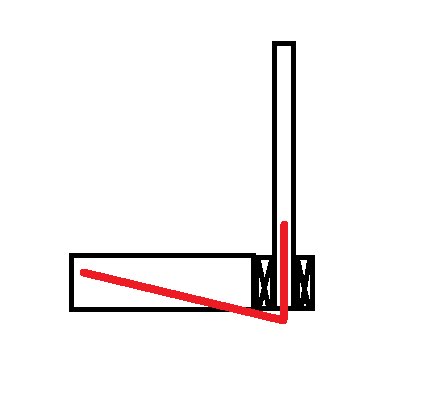 Enkel principskiss gjord i paint som visar fästning av plank på bärlina.